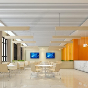 现代员工食堂3D模型下载